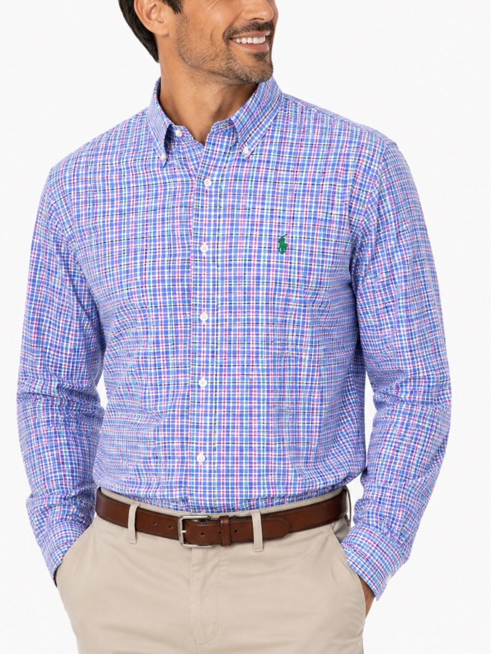 Ralph Lauren Blue & Pink Plaid Button-Down Shirt